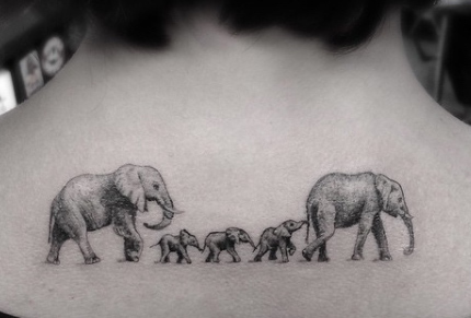 Tatuaggio Tattoo Famiglia Elefante