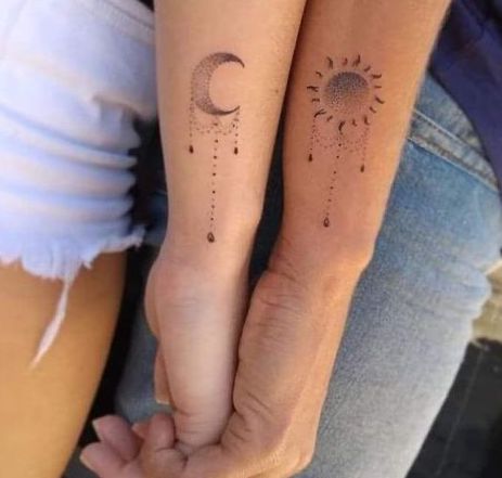 Tatuaggio Tattoo Coppia Sole Luna