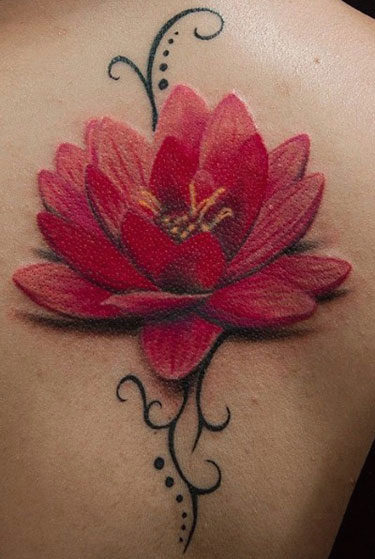 Tatuaggio Tatto Fiore di Loto Rosso