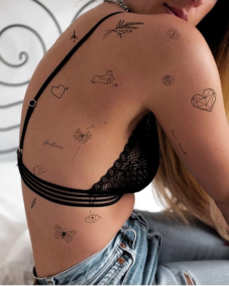 Tatuaggio Tattoo Piccoli Femminili Collage