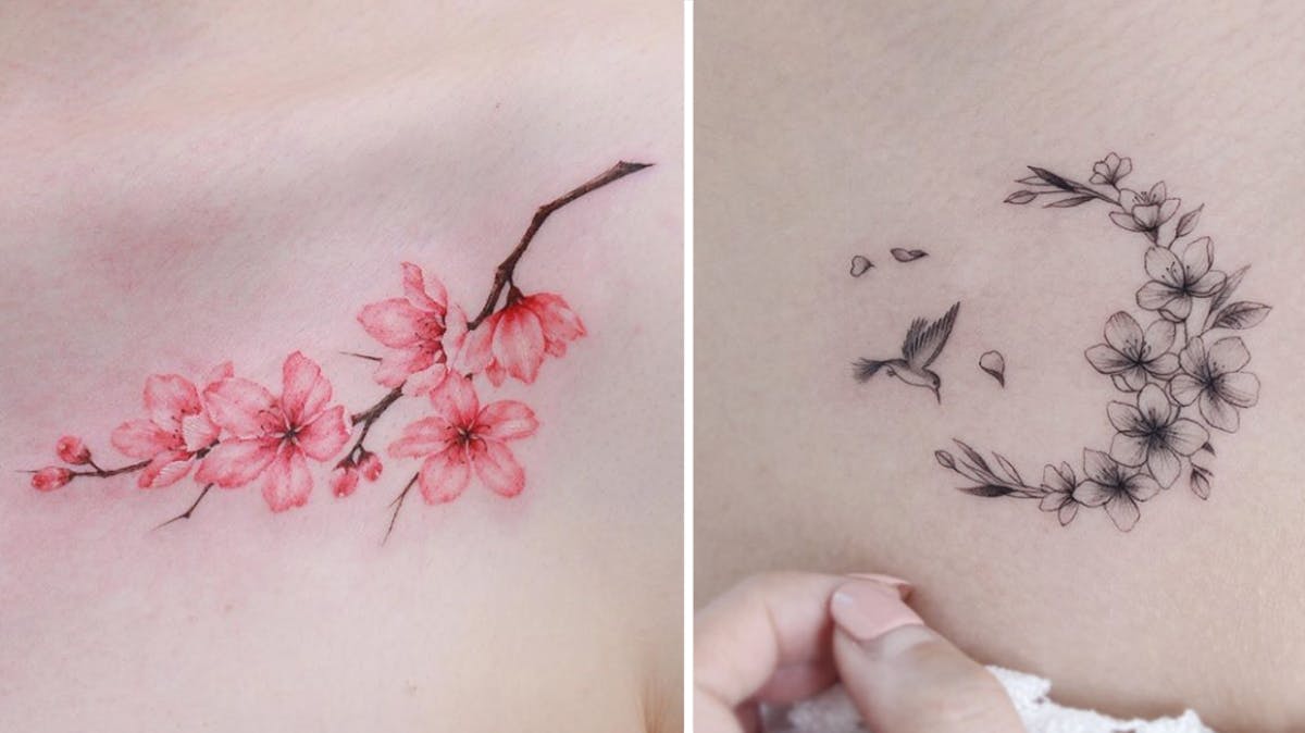 Tatuaggio Tattoo Fiori Ciliegio Colore e Bianco e Nero