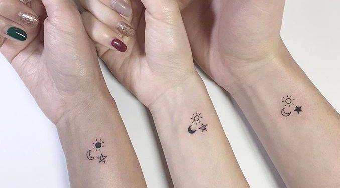 Tatuaggio Tattoo Amiche Sole Luna Stella