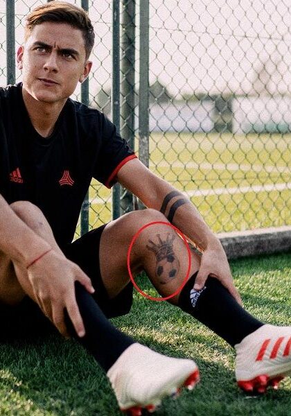 Tatuaggio Tattoo Dybala pallone e corona