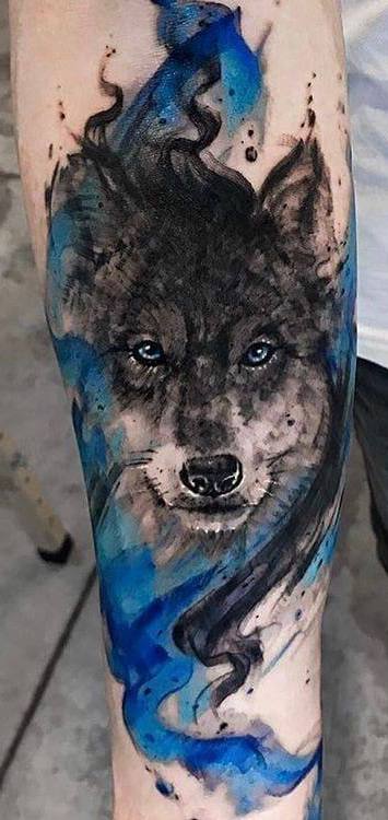 Tatuaggio Tattoo Lupo Acquerello