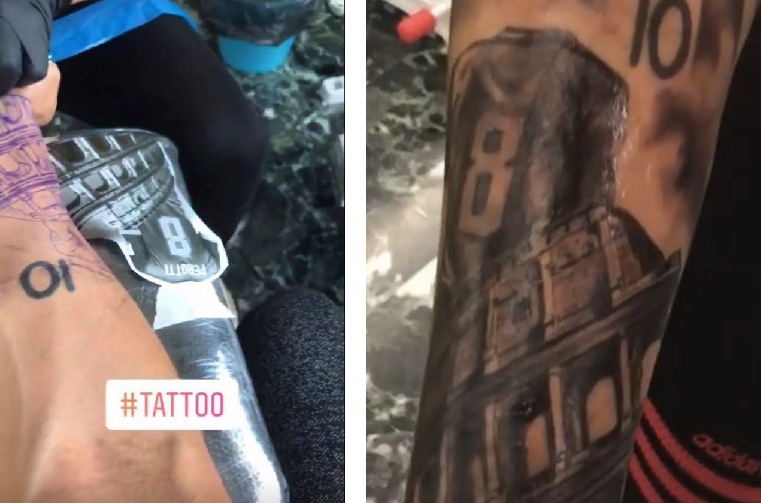 Tatuaggi Tattoo Diego Perotti braccio colosseo otto