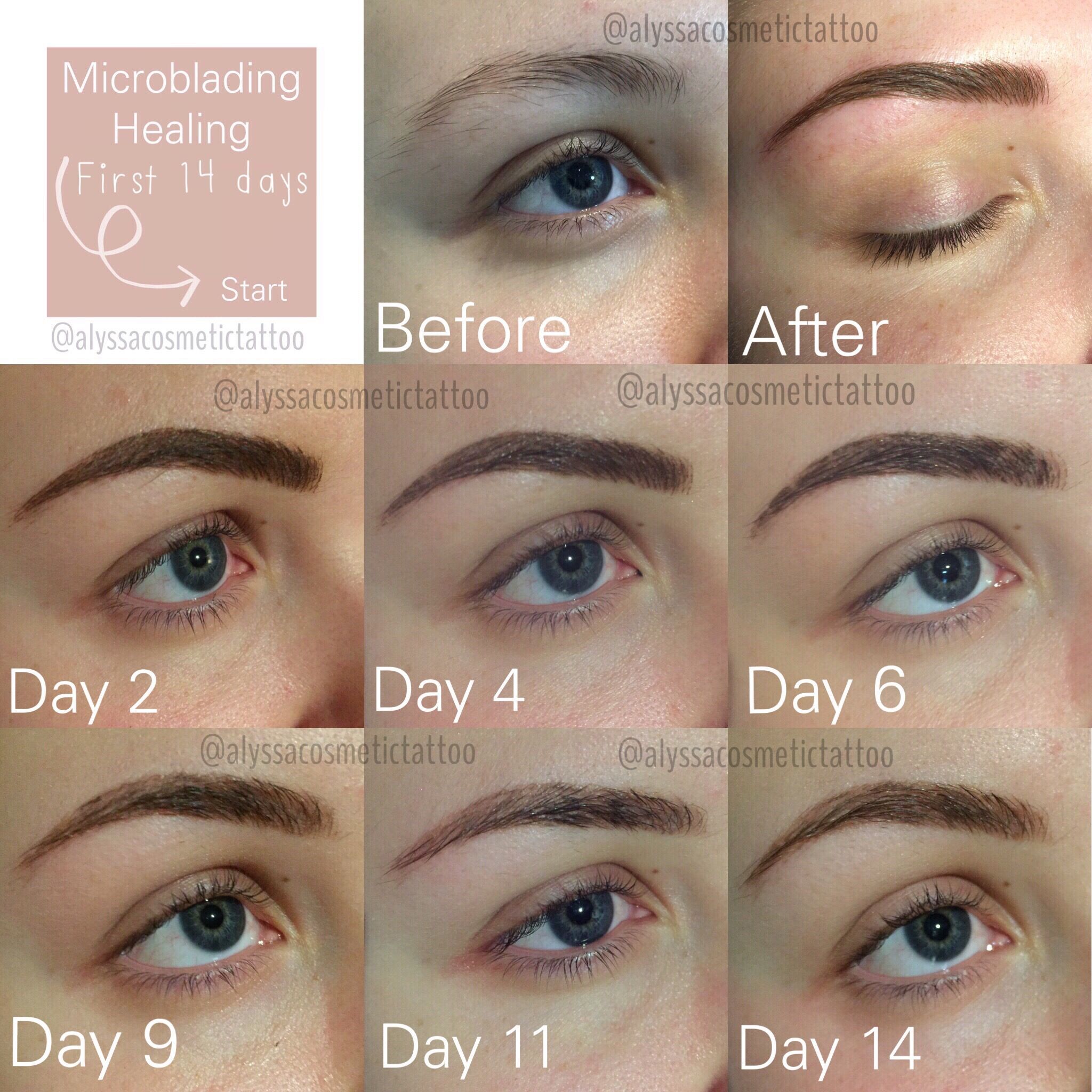 Risultati Prima Dopo e Dopo 2 settimane Microblading