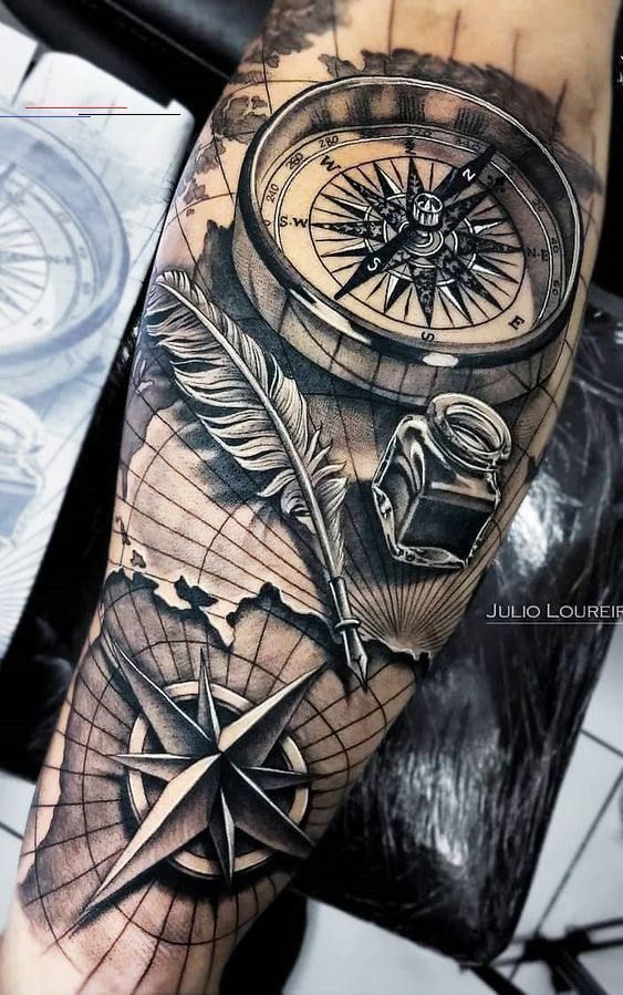 Tatuaggio Tattoo Bussola Maschile Braccio