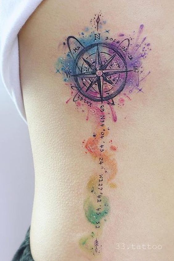 Tatuaggio Tattoo Bussola Watercolor