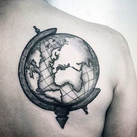 Tatuaggio Tattoo Mappa Mappamondo Grande Spalla