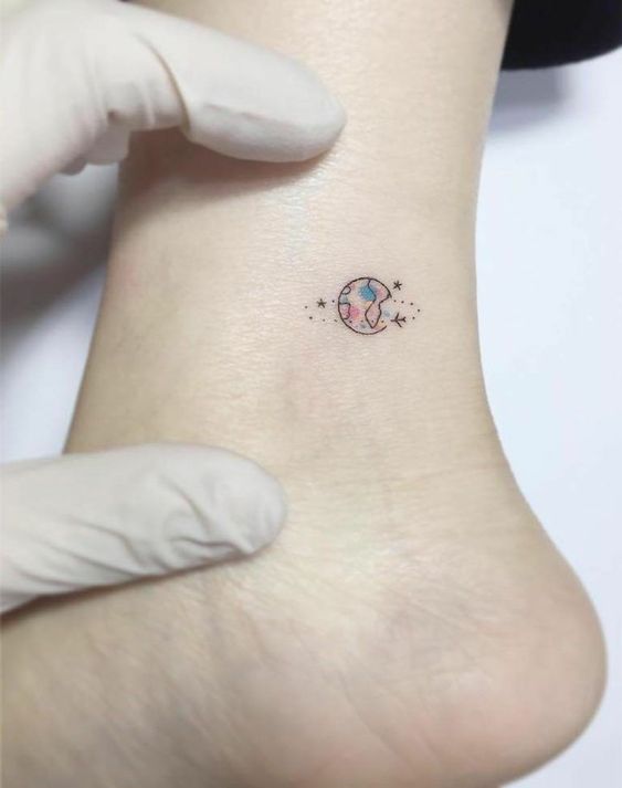 Tatuaggio Tattoo Mappa Mappamondo Piccolo Caviglia