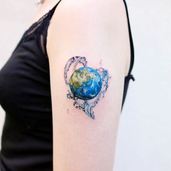 Tatuaggio Tattoo Mondo Mappamondo Acqua Natura