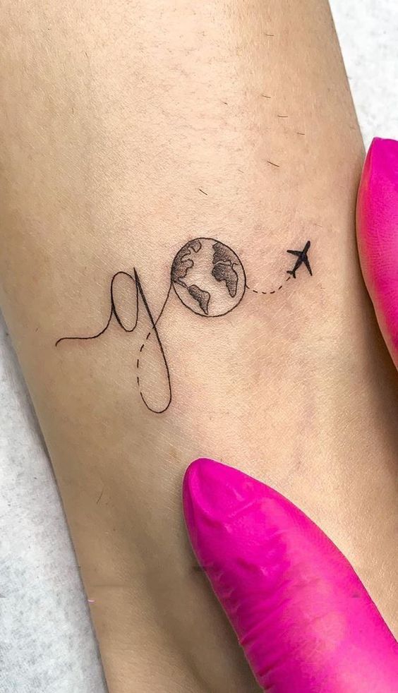 Tatuaggio Tattoo Mondo Mappamondo Aereo Go