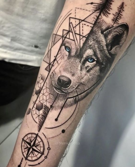 Tatuaggio Tattoo Lupo Geometrico