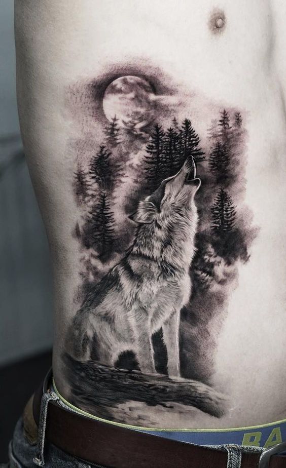 Tatuaggio Tattoo Lupo Luna