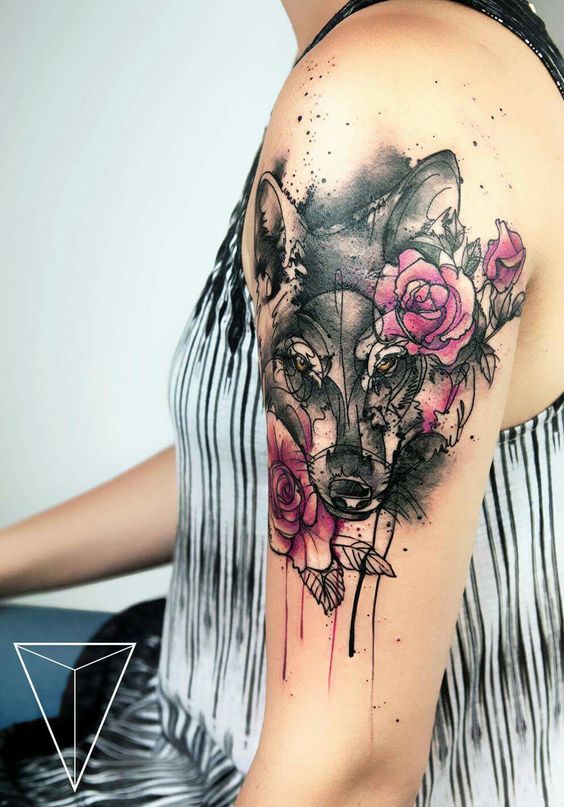 Tatuaggio Tattoo Lupo Rosa
