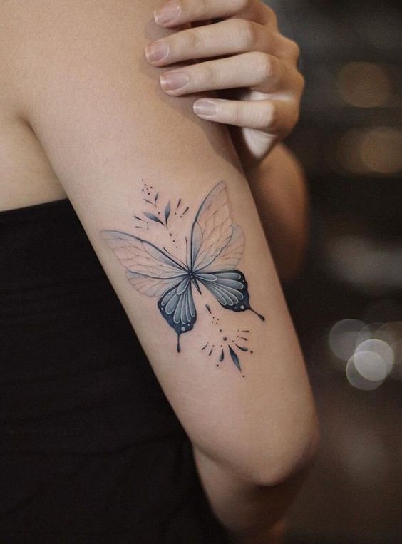 Tatuaggio Tattoo Farfalla Blu Delicata