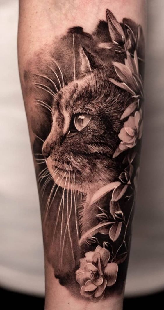 Tatuaggio Tattoo Gatto Bianco e Nero