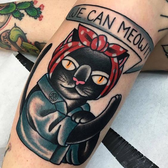 Tatuaggio Tattoo Gatto Old School