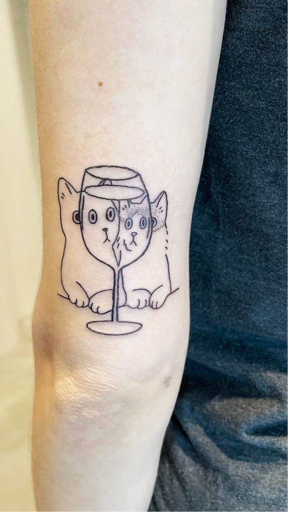 Tatuaggio Tattoo Gatto e Vino