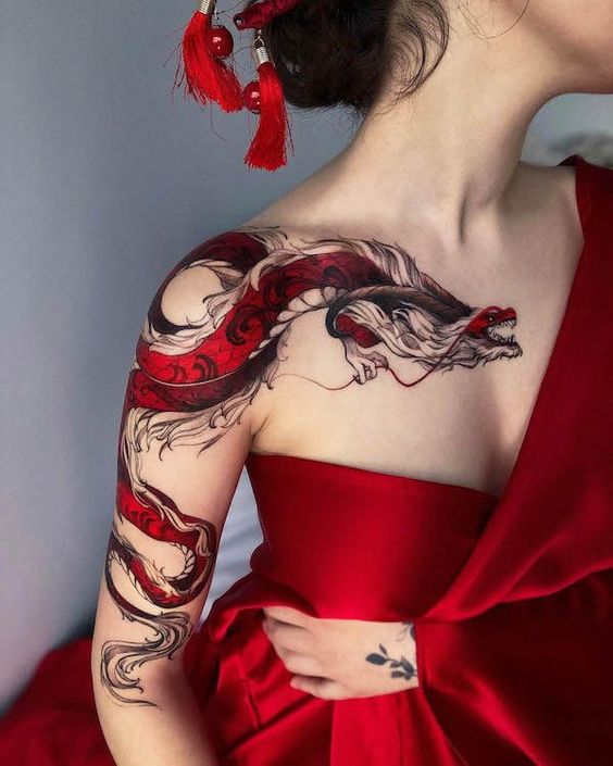 Tatuaggio Tattoo Drago Rosso