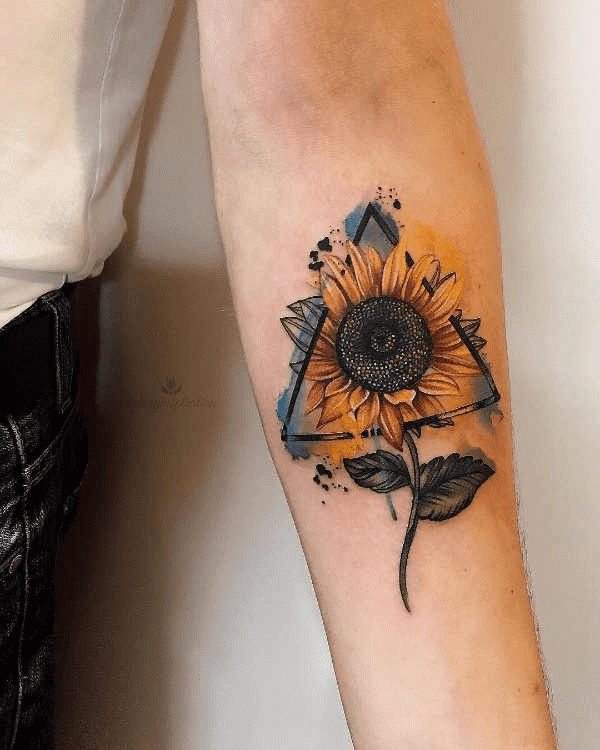 Tatuaggio Tattoo Girasole colorato sfumato