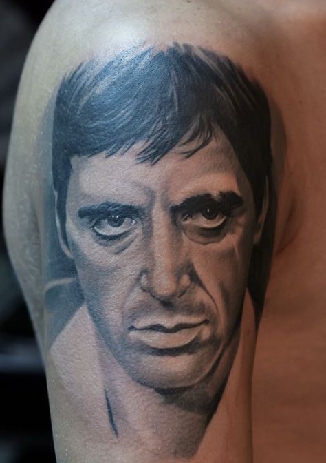 Tattoo Tatuaggio Tony Montana Primo Piano