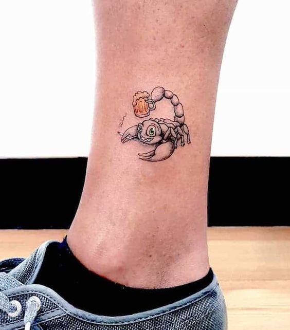 Tatuaggio Tattoo Caviglia Scorpione Birra
