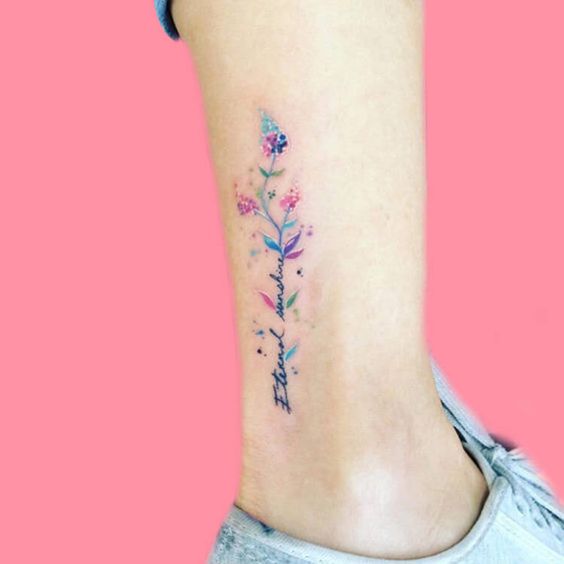 Tatuaggio Tattoo Caviglia Scritta Watercolor