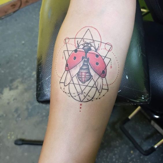 Tatuaggio Tattoo Coccinella Geometrico