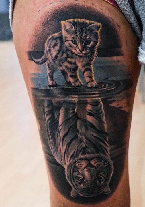 Tattoo Tatuaggio Tigre Cucciolo Riflesso