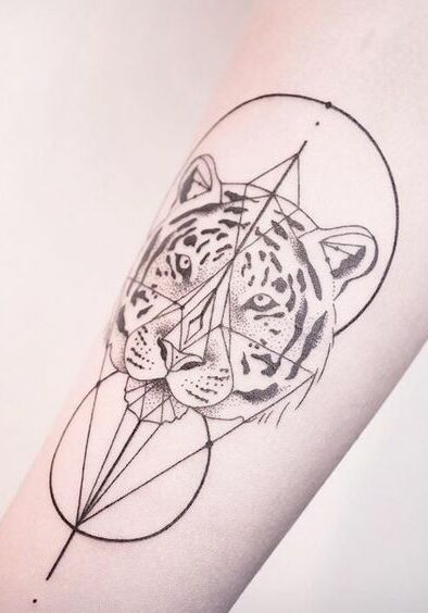 Tattoo Tatuaggio Tigre Geometrico