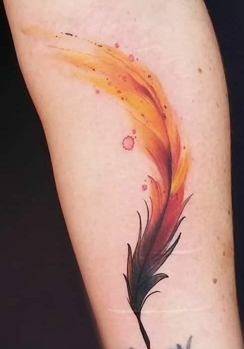 Tatuaggio Tattoo Piuma Colorato