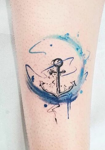 Tatuaggio Tattoo Ancora Acquerello