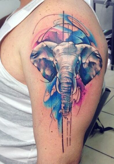Tatuaggio Tattoo Elefante Colorato