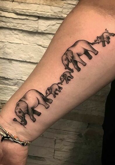Tatuaggio Tattoo Elefante Famiglia