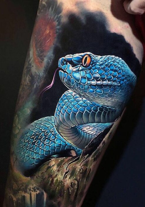 Tatuaggio Tattoo Serpente Blu