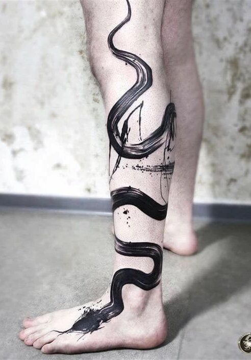 Tatuaggio Tattoo Serpente Gamba