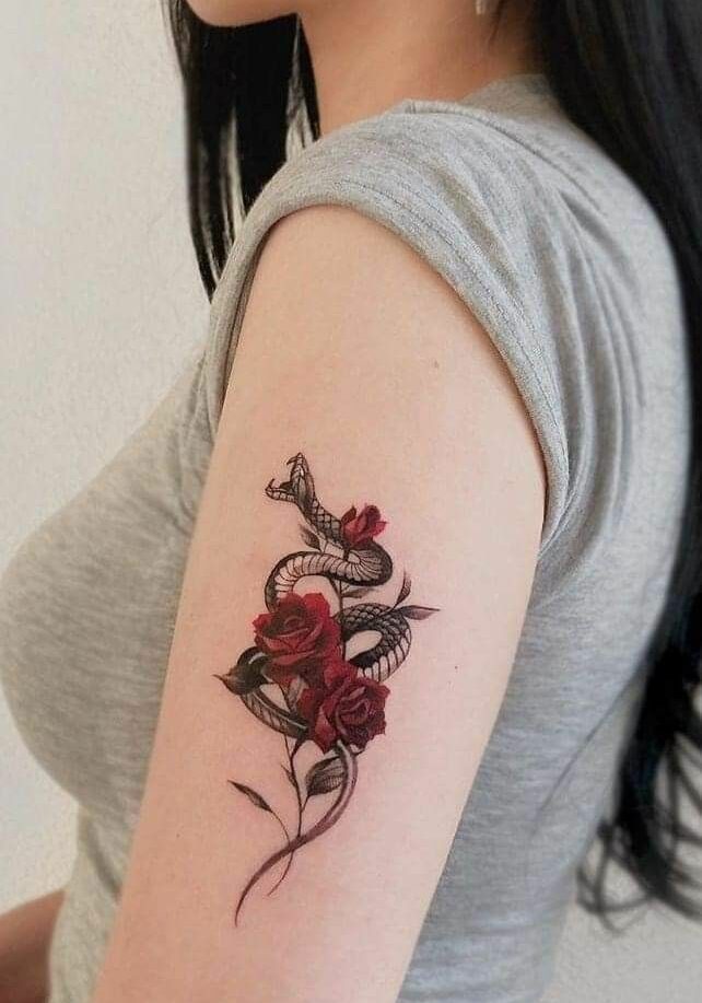 Tatuaggio Tattoo Serpente Rosa