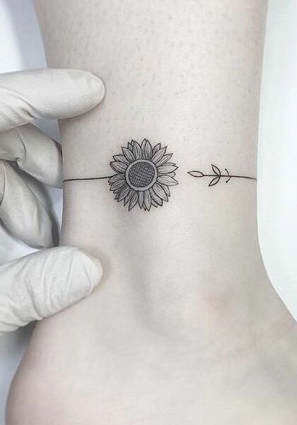 Tatuaggio Tattoo Girasole Cavigliera