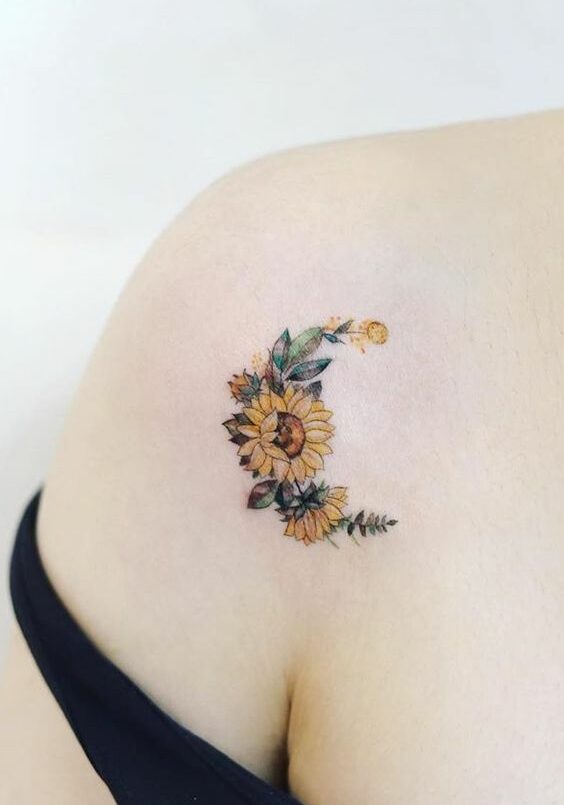 Tatuaggio Tattoo Girasole Forma di Luna