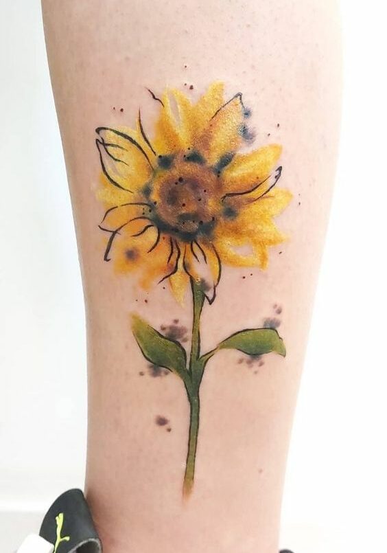 Tatuaggio Tattoo Girasole Watercolor