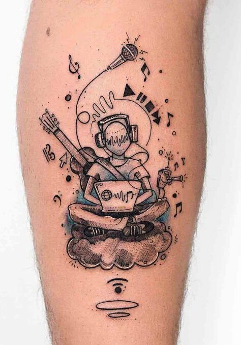 Tatuaggio Tattoo Musica Persona Immersa nella Musica