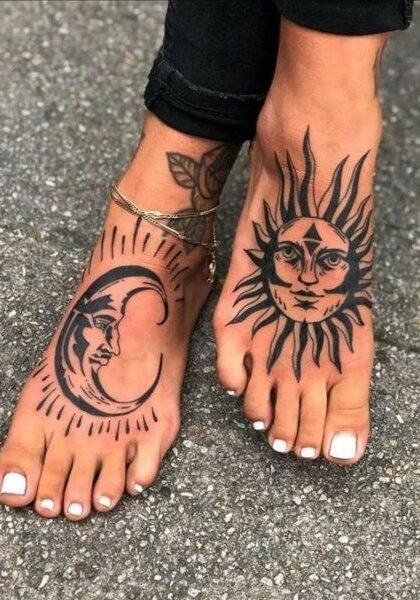 Tatuaggio Tattoo Piedi Sole e Luna
