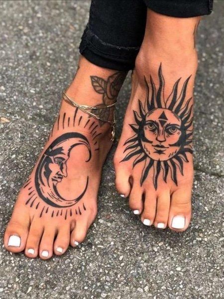 Tatuaggio Tattoo Piedi Sole e Luna