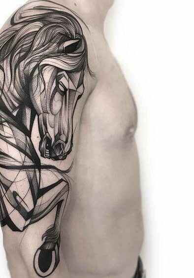 Tatuaggio Tattoo Cavallo Geometrico