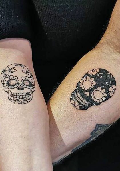 Tatuaggio Tattoo Teschio Messicano Bianco e Nero