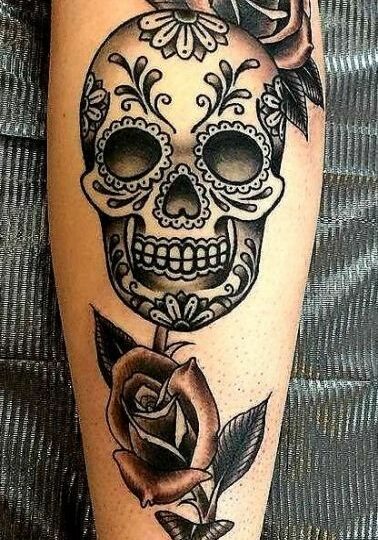 Tatuaggio Tattoo Teschio Messicano Rose