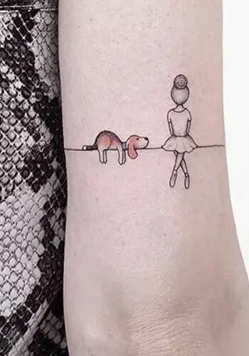 Tatuaggio Tattoo Bracciale Cane e Ragazza