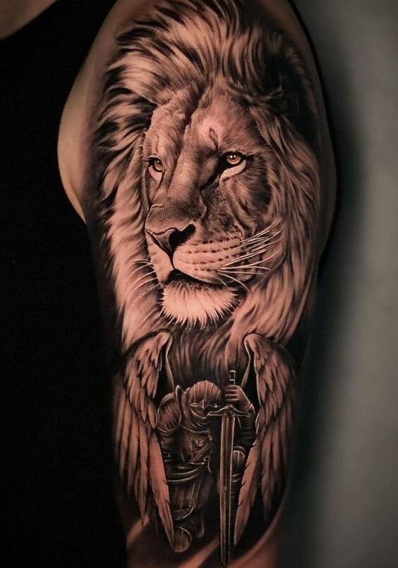 Tatuaggio Tattoo Leone Cavaliere Braccio