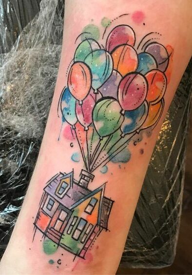 Tatuaggio Tattoo Palloncino Casa che Vola